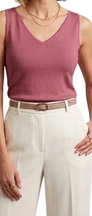 Dana Buchman | EUC Vintage Hong Kong Dusty Rose V-Neck Sweater Tank Top (Size S) thumbnail 1