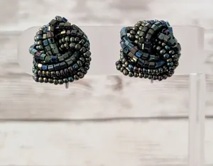 Vintage Clip On Earrings Dark Tones Wrap Design Statement thumbnail 1