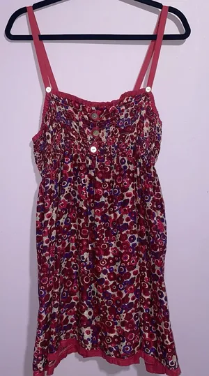 Free People Silk Babydoll Sundress Women L Pink Smocked Boho Preppy Beach Resort thumbnail 1