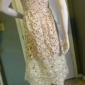 Unbranded Self-Portrait Lace Midi Dress White Size Small. thumbnail 11