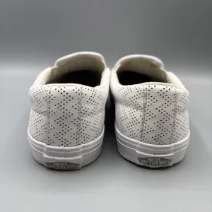 Vans Perforated Leather Shoe Women Size 6.5 White Chevron Asher Slip on Sneakers thumbnail 8