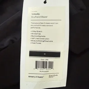NWT Ministry of Supply Velocity Boyfriend Blazer Black Stretch Size 10 thumbnail 5