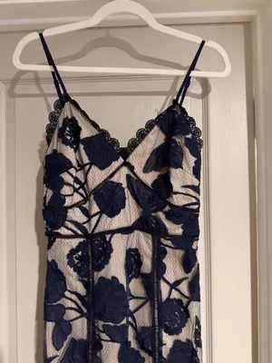 Lulus Lace Blue and Nude Cocktail or Evening Dress thumbnail 2