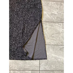 Halara NWOT Leopard Print Maxi Skirt Gray Black Elastic Waist Side Slit Size M thumbnail 2