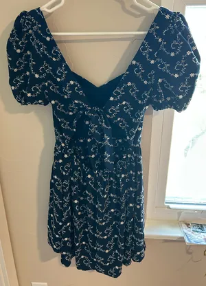 Francesca’s navy blue floral mini dress thumbnail 2