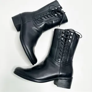 Bussola Black Leather Mid Calf Boots Size 39 thumbnail 1