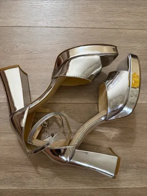 Jessica Simpson Metallic Silver Open-Toe Ankle-Strap Heels thumbnail 5