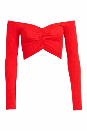 Tiger Mist Sweetheart Cropped Long Sleeve Red thumbnail 2