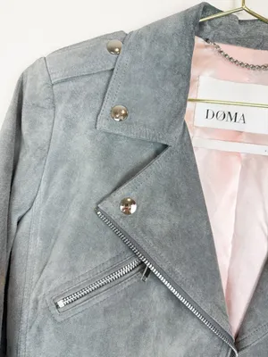 Doma Gray Suede Moto Jacket Size Small thumbnail 7