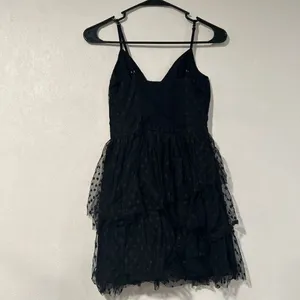 Abercrombie & Fitch Black Swiss Dot Tulle Mini Dress Spaghetti Strap XS thumbnail 2