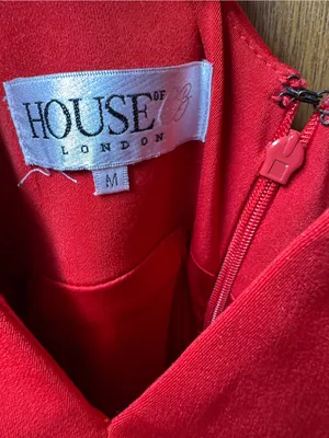 House of CB Leilah Sleeveless Plunge Jumpsuit Wide Leg Red Medium Glam Romantic thumbnail 10
