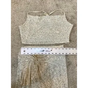 Forever 21 medium crop top sequin outfit knot front skirt set SK2 3392 thumbnail 3