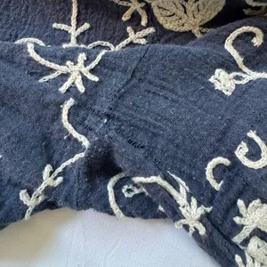 Lauren Michelle Blue & Cream Embroidered 3/4 Sleeve Blouse thumbnail 8