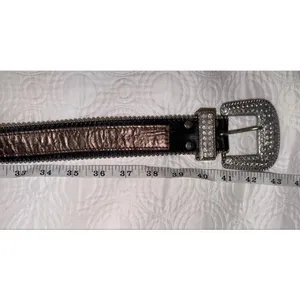 Western Rhinestone Bling Belt Croc Embossed Leather Cowgirl Y2K Western 37” thumbnail 4