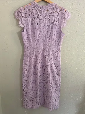 Merokeety Lace Cap-Sleeve Midi Dress Lilac Formal Wedding Guest Pastel Medium thumbnail 5