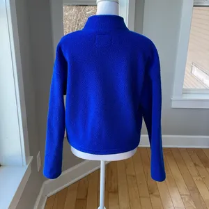 American Eagle Cobalt Blue Quarter Zip Cropped Sherpa Fleece Sweatshirt Sz XS thumbnail 3