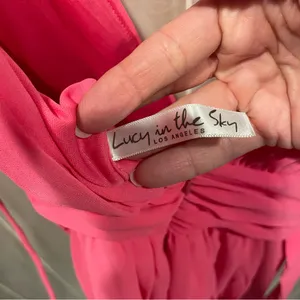 Cute bubblegum pink lucy in the sky babydoll flowy tie strings deep v top thumbnail 5