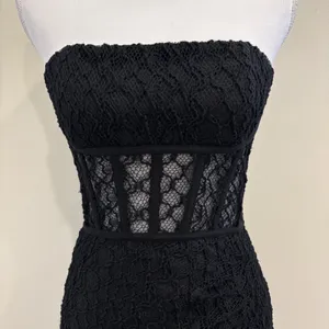 NICHOLAS Raina Strapless Corset Lace Midi Dress Black Slit 6 Revolve Prom‎ Hoco thumbnail 4