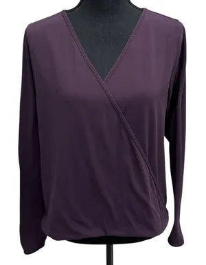 Lululemon Full Freedom Long‎ Sleeve Wrap Top Pullover Nulu Black Cherry Purple 8 thumbnail 1