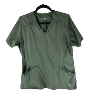 Carhartt Scrubs C12106 Women's Force Modern Fit Twill V-Neck Top Green M thumbnail 1