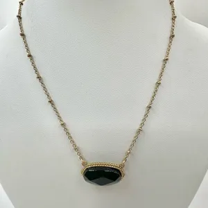 Black and gold tone pendant necklace thumbnail 5