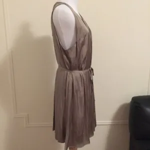 Rebecca Minkoff Dress Large Satin Pleated Belted Sleeveless Above Knee‎ thumbnail 5