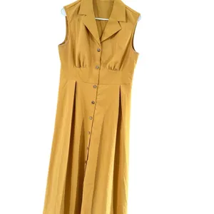 Amazon Essentials Yellow Pleated Midi Sundress Size L thumbnail 4