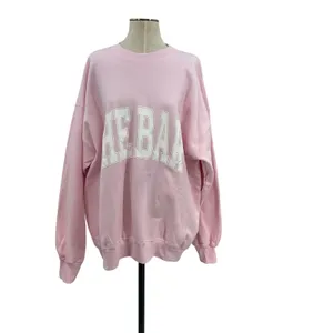 The Bar Varsity Sweatshirt Pink White‎ Lettering Fleece Oversized Size XL thumbnail 3