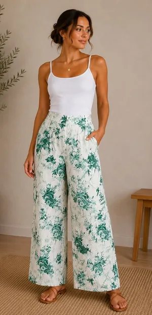 Anthropologie Ett Twa Christina Floral Toile Wide Leg Pants Womens 6‎ Flowy thumbnail 1