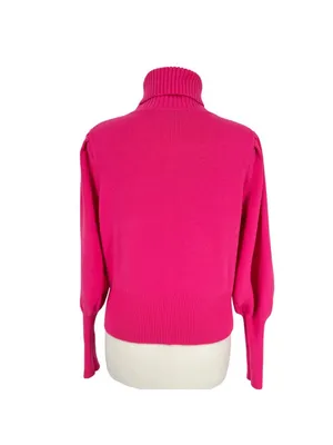 French Connection Puff Sleeve Turtleneck Sweater Pink Size Small Preppy Bold thumbnail 6