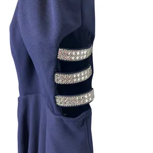 Speechless Navy Blue Halter‎ High Low Rhinestone Side Cutout Formal Dress Size 0 thumbnail 4