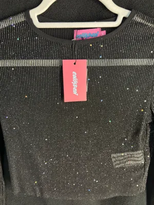 Black cropped sheer Edikted Long Sleeve Top  thumbnail 4