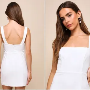 LULUS Bridal Bachelorette Engagement Bridal Shower Sexy Squareneck Mini Dress thumbnail 8