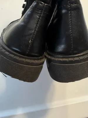 BCBG Black Knit-Shaft Combat Boots with Brown and Cream Trim Womens 6.5 thumbnail 6