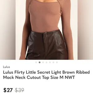 Coach NWT Lulus Flirty Little Secret Toffee Ribbed Mock Neck Cutout Top Size S thumbnail 5