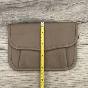 Mundi Leather Small Coin Wallet Clutch Pouch Taupe Brown thumbnail 3