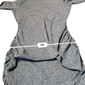 Vuori Halo Ruched Dress Womens Medium‎ Heather Grey DreamKnit Long Sleeve Mini thumbnail 11