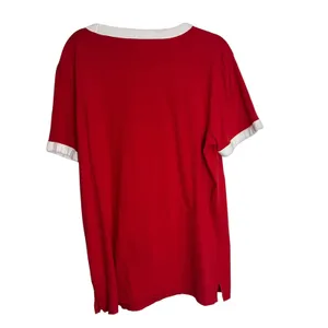 Pink Victoria's Secret Ringer Tee Women Red Logo Graphic Short Sleeve - Large thumbnail 2