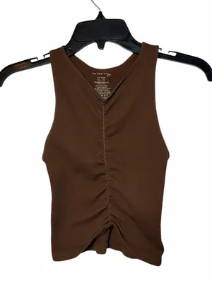 Intimately Free People Sleeveless Ruched V-Neck Crop Tank Top Brown thumbnail 2