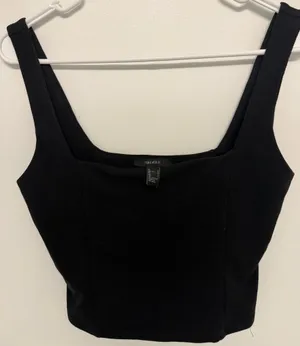 Forever 21 Black Crop Top Square Neck thumbnail 1