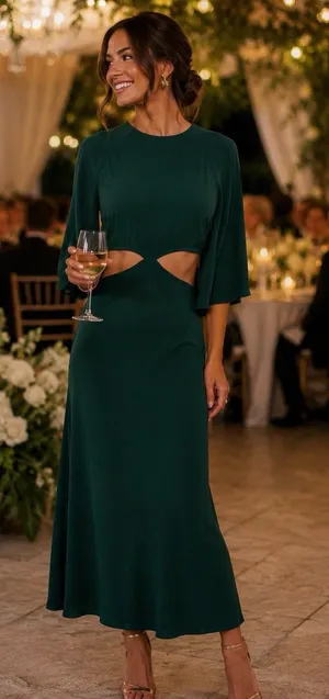Reformation Benny Dress 4 Green Cut Out Flutter Sleeve Maxi Cali-Cool Bobo Chic thumbnail 1