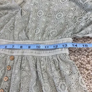 Mable Lace Romper Womens SM Sage Green Boho Bell Sleeve Vacation Cottagecore‎ thumbnail 16