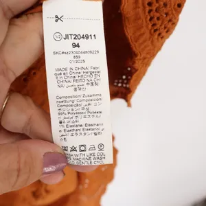 Emery Rose Rust Orange Eyelet Smocked Midi Dress Womens Medium thumbnail 4