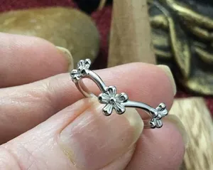 Boho Sterling Silver Flower Band Ring Size 7 thumbnail 2