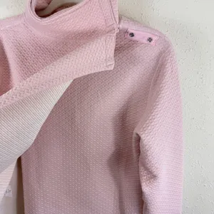 Israphel Womens Pink Textured Metallic Gold Shimmer Quarter Zip Pullover Small thumbnail 3