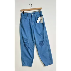 NWT!! 7 FOR ALL MANKIND Balloon Distressed Denim Jeans Tapered Blue Size 26 thumbnail 2