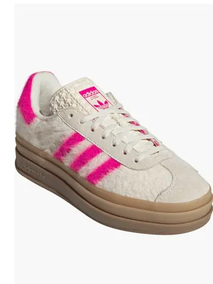 NWT Adidas Gazelle Bold Sneaker Color: Cream White Pink Gold SZ-9.5 Faux Fur thumbnail 2