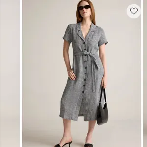Quince Black and White Gingham Button-Front Midi Dress thumbnail 11