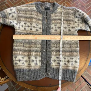 HELGA MARIN Chunky Iceland Wool Knitted‎ cardigan Sweater Nordic fisherman xs thumbnail 5