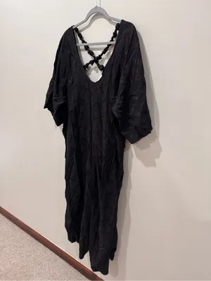 Ganni Size 38 Viscose Jacquard Midi Black Dress thumbnail 3